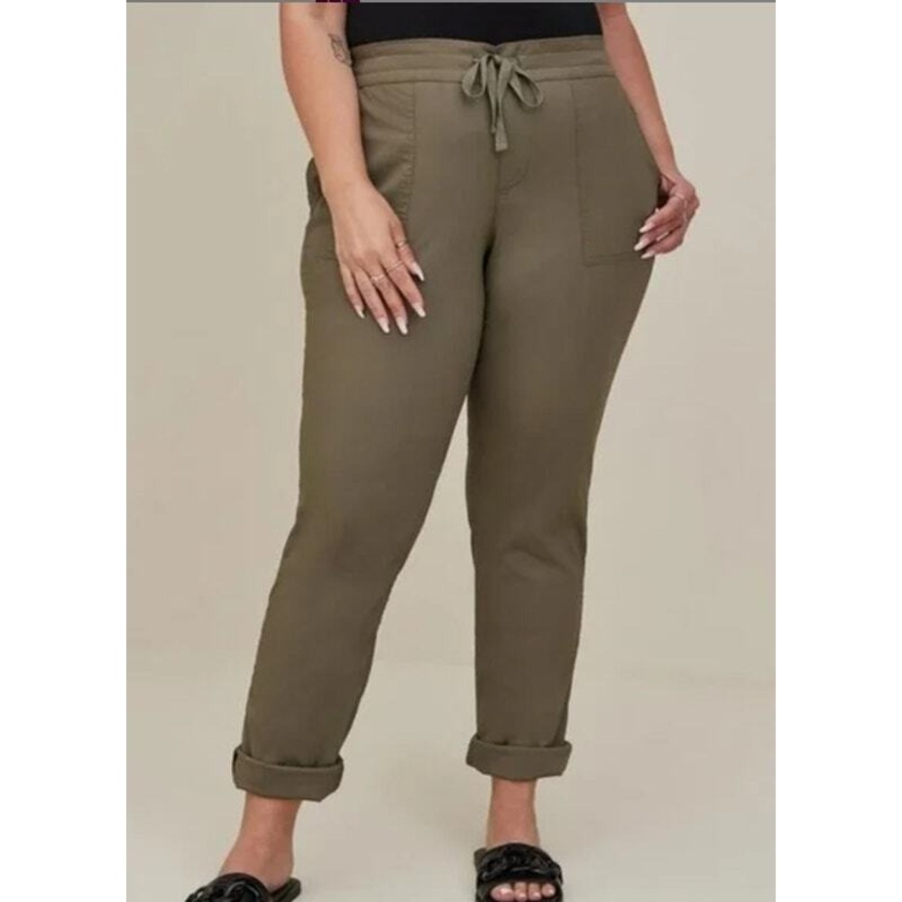 Torrid Pants Sz 22/3R Feel the Fit Tie Front Poplin Elastic Waist Drawstring